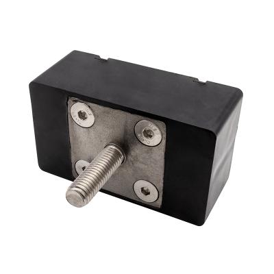 Gummibelagt neodymium blok magnet 85x50 mm med 10 mm gevindhals